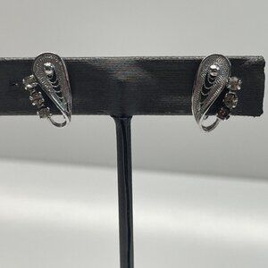 DESIGNER ESPO FLEX STERLING SILVER AND CLEAR CZ EARRINGS Screw‎ Back E10